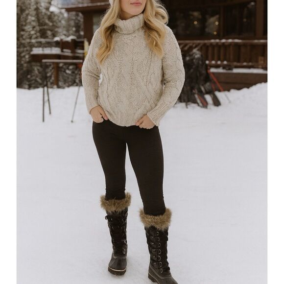 SOREL Joan of Arctic Snow Boots 6 Black Suede Leather Mid Calf Faux Fur - Picture 6 of 12